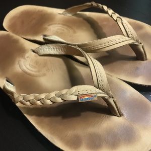 Rainbow Braided Flip Flops